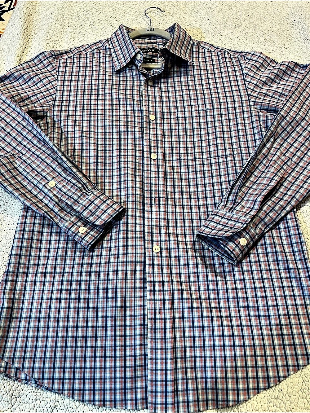 Orvis Classic Fit Plaid Button Down in Blue & Red Size Medium